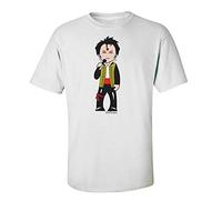 VIPwees, Charming Prince, Mens Musician Caricature Organic Cotton T-Shirt White