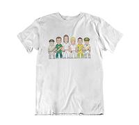 VIPwees Mens or Womens Australia Cricket Legends, Sporting Caricature T-Shirt, Made from Organic Cotton White