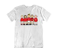 vipwees Mens or Womens Manchester in Red Legends Original Sporting Caricature T-Shirt, Made from Organic Cotton