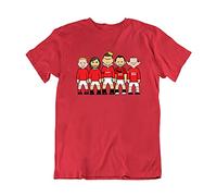 vipwees Mens or Womens Manchester in Red Legends Original Sporting Caricature T-Shirt, Made from Organic Cotton