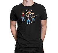vipwees, Punk Rock Pioneers, Mens Alternative Music Inspired Caricature Organic Cotton T-Shirt Black