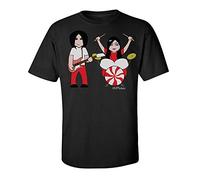 VIPwees, Stripey Duo, Mens Musician Caricature Organic Cotton T-Shirt Black