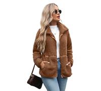 Vipwest Women's Fleece Jacket Full Zip Fall Winter Plus Size Warm Sherpa Jackets S-5XL, Camel, 5XL