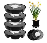 VIQIHEOE Set of 4 Self-Watering Fabric Pot Coasters, Self-Watering Pot Coasters, Round, with Round Grid, Suction Cord, Fleece Mat, for Indoor and Outdoor Greenhouse and Succulents