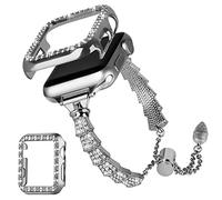 VIQIV Bling Band and Case Compatible with Apple Watch Strap 38 mm 40 mm 44 mm 45 mm 41 mm 42 mm Ladies, Elegant Apple Watch Straps for Women, Diamond Slim Cute Metal Bracelet Strap for iWatch Series