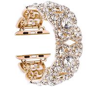 VIQIV Bling Band Compatible with Apple Watch Band 38mm 40mm 42mm 44mm 41mm 45mm 46mm 49mm, Ultra iWatch Series 11 10 9 8 7 6 5 4 3 SE SE2, Rhinestone Stainless Steel Band, gold, 38mm for Wrist 5.3