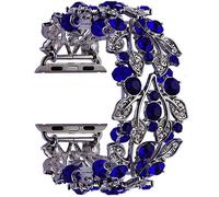 VIQIV Bling Bands Compatible with Apple Watch Band 38mm 40mm 41mm 42mm 44mm 45mm 49mm Iwatch Series SE 9 8 7 6 5 4 3 2 Ultra, Rhinestone Elastic Jewelry Metal Bracelet Dressy Wristband Strap for Women