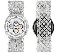 VIQIV for Women 20mm Sparkling Rhinestone Mesh Smartwatch Band, Luxury Bracelet Compatible with Samsung Galaxy Watch 7/6/5/4/FE/Active 2 40 44mm, Galaxy Watch 4/6 Classic/5 Pro/3 41mm (Silver, Large)