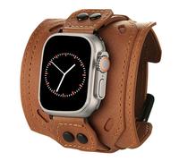 VIQIV Leather Band Compatible with Apple Watch 45mm for Men 44mm 42mm 41mm 40mm 38mm 46mm 49mm SE Bands Women, Cuff Bracelet Wide Sport Straps Wristband for Iwatch Series 10 9 8 7 6 5 4 3 SE SE2 Ultra