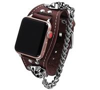 VIQIV Leather Skull Cuff Bracelet Compatible with Apple Watch Band Ultra 49mm 44mm 45mm 42mm 41mm 40mm 38mm Series 9 8 7 6 5 4 3 2 SE for Men Women, Punk Steampunk Wrist Watch Strap for iwatch Band