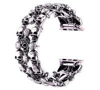 VIQIV Skull Bands Compatible with Apple Watch Ultra Band 42mm 44mm 45mm 49mm iWatch Series SE 9 8 7 6 5 4 3 2, Diamond Rhinestone Stainless Steel Metal Bracelet Wristband Strap for Halloween Men women