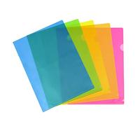 Viquel - 10 Transparent Corner Pockets - Plastic Corner Opening Pouch - Assorted 5 neon Colours