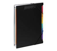 Viquel - 6 Positions A4 Expandable File with clipboard - Rainbow Class "Clip Case" File - Black