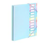 Viquel - A4 Document Folder with 12 compartments - Expandable Desk Organiser - A4 Document Holder with Index - Elastic Closure - Rainbow Pastel Blue