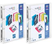 Viquel A4 Flexible Plastic Ring Binder 4 Rings Binder Customisable 3.5 cm - Label Identification - Translucent - Premium Quality - Made in France (Pack of 2)