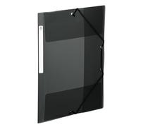 Viquel - A4 Plastic folders with Flaps and ID Label on The Side - Transparent Pockets with Elastic Closure - A4 Document Storage - Translucent Black