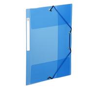 Viquel - A4 Plastic folders with Flaps and ID Label on the Side - Transparent Pockets with Elastic Closure - A4 Document Storage - Translucent Blue