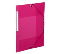 Viquel - A4 Plastic folders with Flaps and ID Label on The Side - Transparent Pockets with Elastic Closure - A4 Document Storage - Translucent Raspberry red