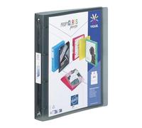Viquel - Flexible Plastic 4-Ring Binder - Customisable 3.5 cm Spine Binder - ID Label - A4 Size - High Quality - Made in France - Translucent Black