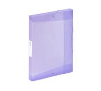 Viquel - Large Capacity Plastic Folder with 3 Flaps - A4 File Box with Identification Label - - Translucent Purple