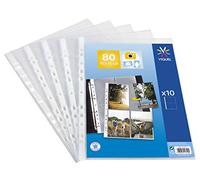 Viquel - Pack of 10 Transparent Perforated Pockets for Photos 10 x 15 cm or Postcards - Durable Protection in Polypropylene 90 microns - A4, 80 Photos, 2 or 4 Rings, Made in France