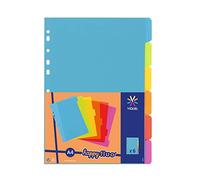 Viquel - Pack of 6 Plastic dividers - A4 Size (21 x 29.7 cm) - for A4 Binder - neon Colour