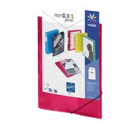 Viquel - Plastic Folder with Elastic - Customisable Pocket - A4 Size - High Quality - Made in France - Translucent Raspberry red