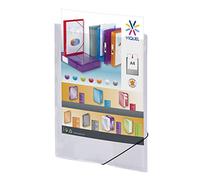 VIQUEL - PROPYGLASS Elastic Folder - for Filing and Storage - A4 Size - 3 Flaps - Sturdy Plastic - Made from France Guarantee - Transparent