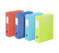 Viquel - Set of 6 Plastic File Boxes FEEL'EASY - Large Capacity Archive Box - Class DOC Storage Box - 8cm Spine - 4 Colours