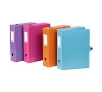 Viquel - Set of 6 Plastic Filing Boxes - Set of 6 Archive Boxes with Press Stud Fastening - Assorted Storage Boxes - 8 cm Back - Made in France