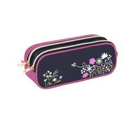 Viquel - Wildflowers School Pencil Case for Children - Made of Durable 600D Polyester - 2 Compartments, 2 Zips - Blue and Pink