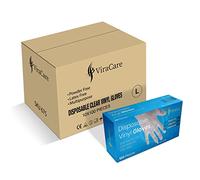 ViraCare 1000 x Disposable Gloves Large Vinyl Gloves Disposable Medium Latex free gloves Powder Free Gloves Strong And Non-Sterile (Large) (10 Packs of 100), White