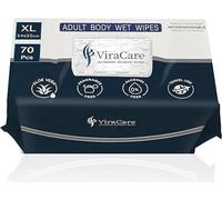 ViraCare 70 x Wet Wipes for Adults | Intimate Wipes With Aloe Vera | Biodegradable | Incontinence Wipes | Body Wipes for Adults No Shower | Shower Wipes | Extra Large | Size 34 x 20 cm | (2 Packs +)