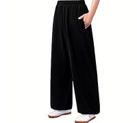 VIRACIN Kung Fu Tai Chi Pant Trousers Men Martial Arts Practice Pants Lantern Pants Women Yoga Pants,Black-L