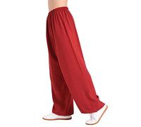 VIRACIN Tai Chi Pants Men Women Martial Arts Pants Kung Fu Pants Yoga Lantern Pants Jogging Pants,Red-M