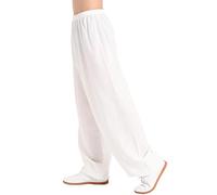 VIRACIN Tai Chi Pants Men Women Martial Arts Pants Kung Fu Pants Yoga Lantern Pants Jogging Pants,White-L