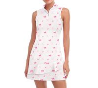 Viracy Tennis Dress for Women Sleeveless Golf Dresses with Shorts and Pockets Ruffle Zip Up Stand Collar Golf Outfits, Golfing Life, XL