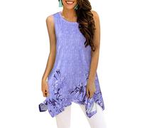 Viracy Women's Summer Casual Sleeveless Swing Tunic Floral Tank Top Clothing, Woman Clothes (S-3XL), 02-purple, XL