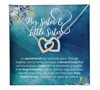 VIRAGIL Sisters Gifts From Sister Interlocking Necklaces For 2 Big Sister and Little Sister Happy Birthday Present For Women Jewelry Best Sister with Message Card and Gift Box, Stainless Steel, Cubic
