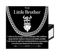 VIRAGIL To My Brother Stainless Steel Cuban Chain Necklace, Gifts For Brother Birthday Gift For Brother From Sister Mens Necklaces Cuban Chain Necklace Christmas Gift For Brother Birthday Card