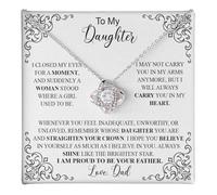 VIRAGIL To My Daughter Gift Necklace From Dad or Mom - Badass Daughter Jewelry With Heartfelt Message & Elegant Box, Size Custom 18-22 inch, Stainless Steel, Cubic Zirconia