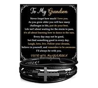 VIRAGIL To My Grandson Bracelet Gifts For Grand Son, Grandson Bracelet From Grandparents, Nephew Guy Friends, Valentines Birthday Graduation Day Christmas Easter Gifts For Teenage, Fit, Leather, no