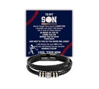 VIRAGIL To My Son Bracelet, Son Gifts From Mom And Dad, Bracelets For Sons From Father Mother, Gift For My Sons Christmas, Graduation Birthday With Message Card And Gift Box, Adjustable, no gemstone