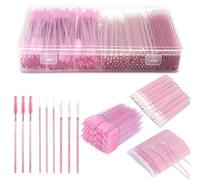 VIRAHYEM 300PCS Disposable Mascara Wands Lip Wands Set,100Pcs Eyelash Brush | 100Pcs Lipstick Brush, 100PCS Micro Makeup Brushes, Makeup Tool Kit with Organizer Box(Pink)