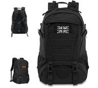 VIRAHYEM 30L Military Tactical Backpacks Molle Army Assault Pack 3 Day Bug Out Bag Laptop Bag for Hiking Treeking Black Hunting Rucksack with 2 Flag Patches and Bottle Holder (Black)