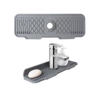 VIRAHYEM Kitchen Sink Splash Guard, 5°Slope Silicone Faucet Mat, Drip Catcher Tray, Draining Mat for Kitchen and Bathroom, Waterproof Faucet Draining Pad, 90° Foldable Design, Drying Faucet Pad