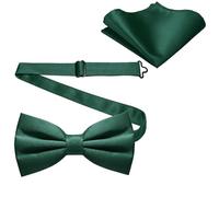 VIRAHYEM Men's Bow Tie and Pocket Square Set, Classic Solid Color Pre-Tied Bow Tie for Men, Two Layer Satin Tux Bowtie, Adjustable Formal Neck Bowtie for Dinners, Parties, Wedding, Green