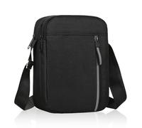 VIRAHYEM Men's Shoulder Bag, Small Sling Crossbody Bag - Lightweight Nylon & Oxford Messenger Bag with Adjustable Strap & Zipper Pocket, Casual Chest Bag for Daily Use, Travel, Work (Black-Black)