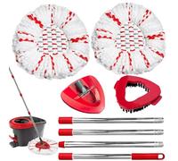 VIRAHYEM Mop Head Replacement, 5 Pack Microfiber Mop Head Refills Set, Compatible for Triangle Swivel Mops, With Base & Spin Mop Scrubber Head Replacement & Mop Handle, Machine Washable