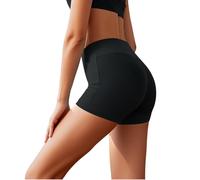 VIRAHYEM Women's High Waisted Hot Pants, Tummy Control Sports Shorts, Shorts for Yoga Gym Cycling Sports Running Workout (UK, Waist & Inseam, 26, 21, Black-L/XL)